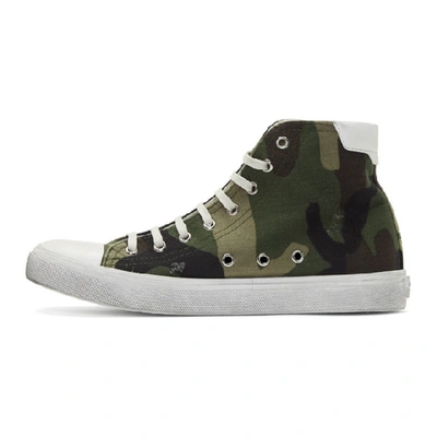 Shop Saint Laurent Khaki Camouflage Print Bedford Sneakers In 2193 Kaki