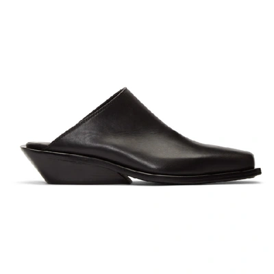 Shop Ann Demeulemeester Black Leather Loafers In Vitello Ner