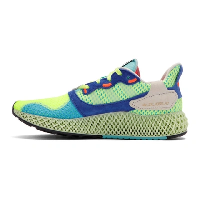 Shop Adidas Originals Yellow And Green Zx 4000 4d Sneakers In Hireye/ling