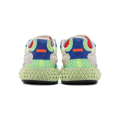 Shop Adidas Originals Yellow And Green Zx 4000 4d Sneakers In Hireye/ling