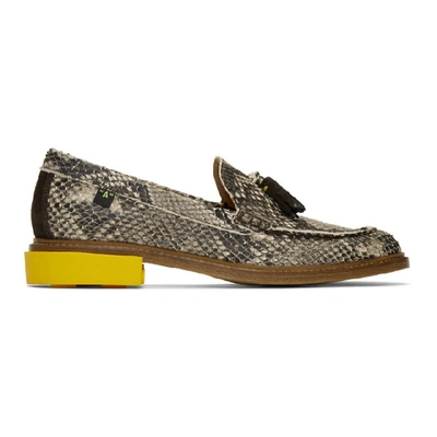 Shop Off-white Python Tassel Loafers In 9900 Allove