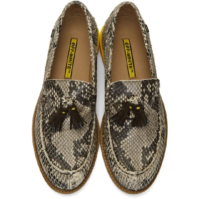 Shop Off-white Python Tassel Loafers In 9900 Allove