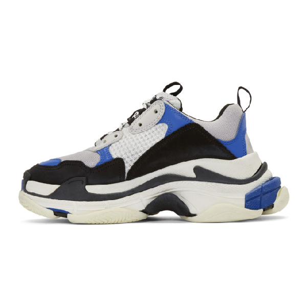 Balenciaga Black & Blue Triple S Sneakers | ModeSens