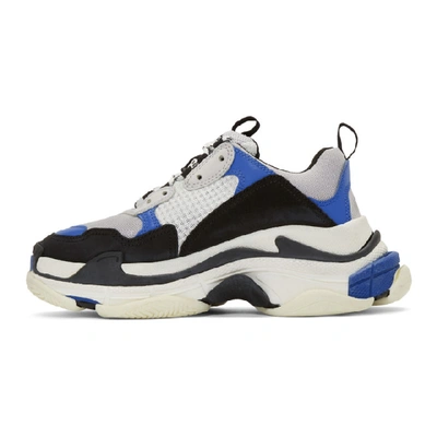 Shop Balenciaga Black & Blue Triple S Sneakers In Black/blue/white