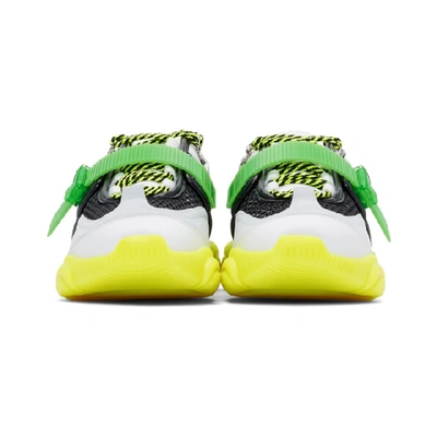 Shop Moschino Green Fluo Teddy Sneakers