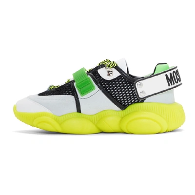 Shop Moschino Green Fluo Teddy Sneakers