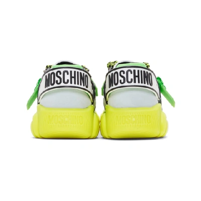 Shop Moschino Green Fluo Teddy Sneakers