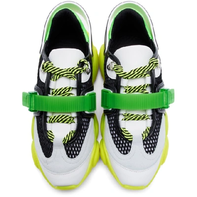 Shop Moschino Green Fluo Teddy Sneakers