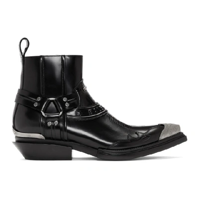 Shop Balenciaga Black Santiag Harness Boots In 1000 Black