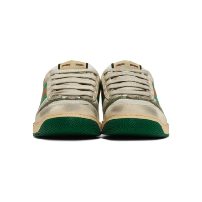 Shop Gucci White Screener Sneakers In 9582 White