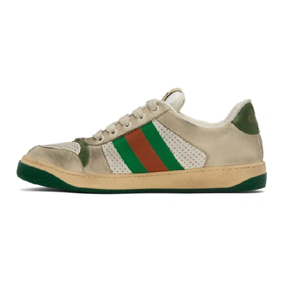 Shop Gucci White Screener Sneakers In 9582 White