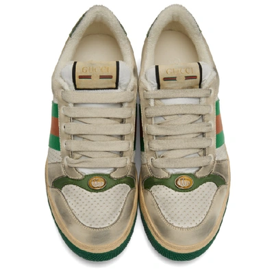 Shop Gucci White Screener Sneakers In 9582 White