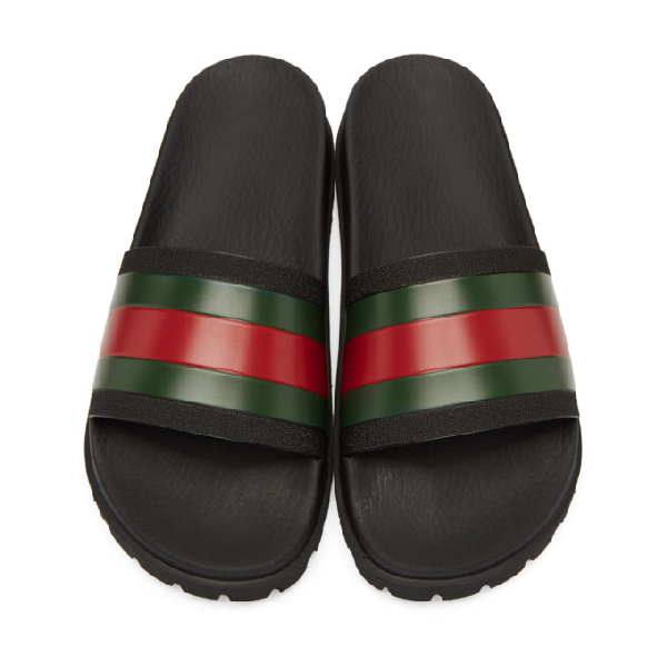 gucci web slides black