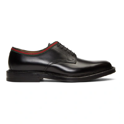 Shop Gucci Black Leather Derbys In 1060 Nero/v