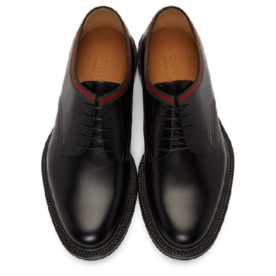 Shop Gucci Black Leather Derbys In 1060 Nero/v