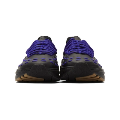 Shop Bottega Veneta Black & Blue Lace Speed Sneakers In Black/blue