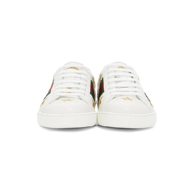 Shop Gucci White Bee & Star New Ace Sneakers In 9073 White