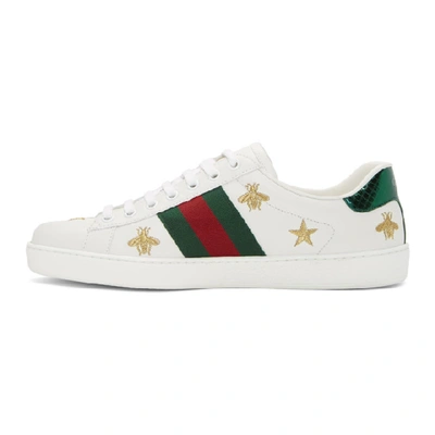 Gucci Embroidered New Ace Leather Sneakers, White | ModeSens