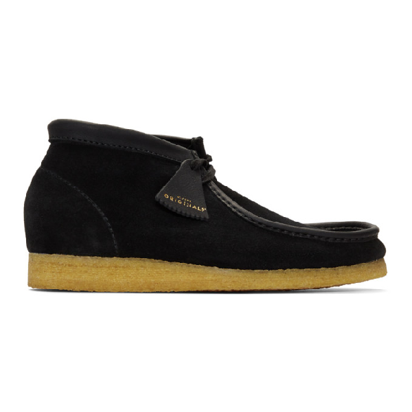 clarks wallabees suede black