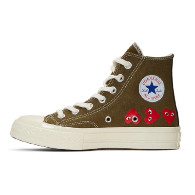 Shop Comme Des Garçons Play Comme Des Garcons Play Khaki Converse Edition Multiple Hearts Chuck 70 High Sneakers In 1 Khaki