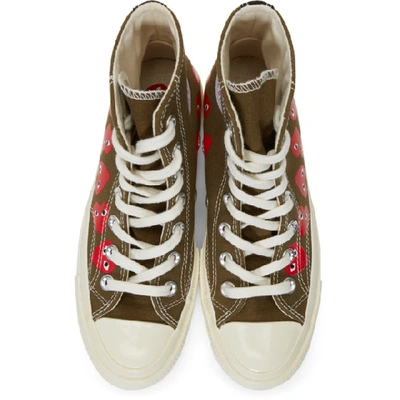 Shop Comme Des Garçons Play Comme Des Garcons Play Khaki Converse Edition Multiple Hearts Chuck 70 High Sneakers In 1 Khaki