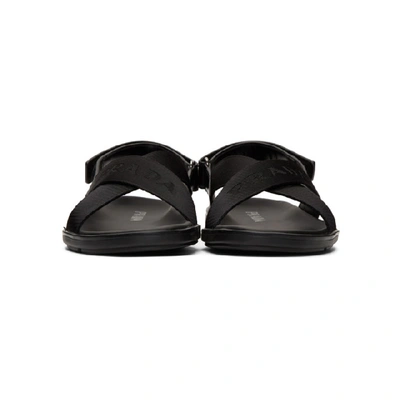 Shop Prada Black Logo Tape Ankle Strap Sandals
