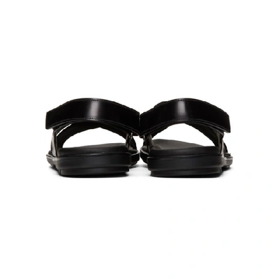 Shop Prada Black Logo Tape Ankle Strap Sandals