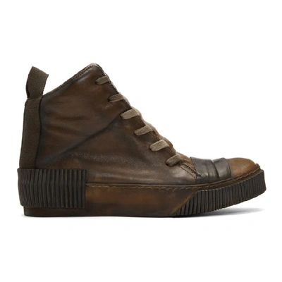 Shop Boris Bidjan Saberi Brown Kangaroo Sneakers In Oil Brown