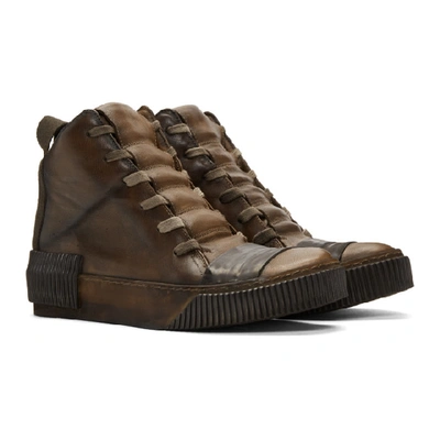 Shop Boris Bidjan Saberi Brown Kangaroo Sneakers In Oil Brown