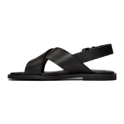 Shop Prada Black Saffiano Sandals