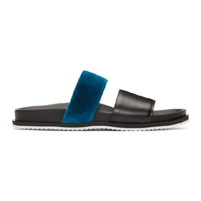 Shop Haider Ackermann Black And Blue Strap Sandals In Blueblack