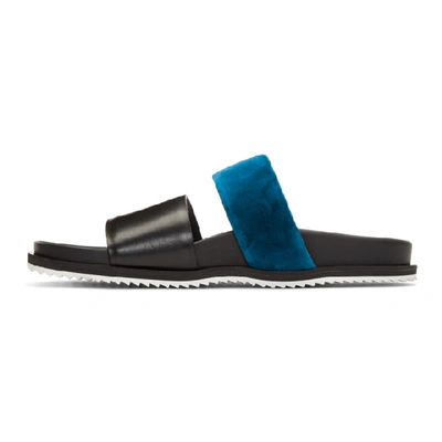 Shop Haider Ackermann Black And Blue Strap Sandals In Blueblack