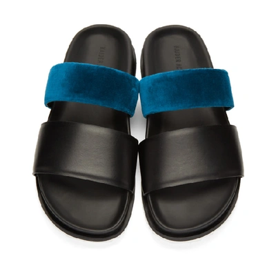Shop Haider Ackermann Black And Blue Strap Sandals In Blueblack
