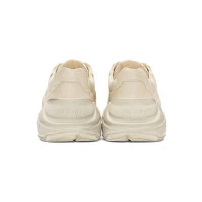 Shop Gucci White Distressed Rhyton Sneakers In 9522 White