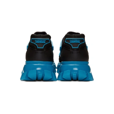 Shop Prada Black & Blue Cloudbust Thunder Sneakers In Black/blue