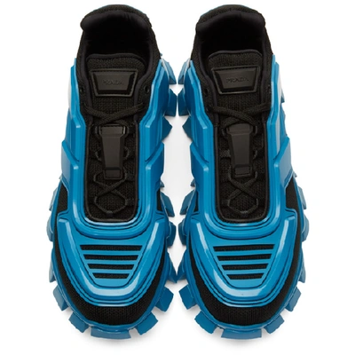Shop Prada Black & Blue Cloudbust Thunder Sneakers In Black/blue