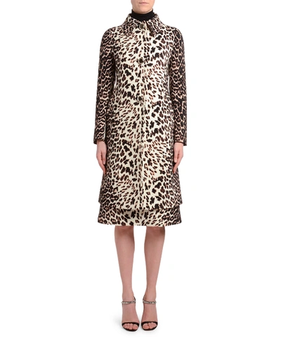 Shop Prada Leopard Print Gabardine A-line Coat