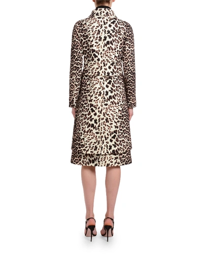 Shop Prada Leopard Print Gabardine A-line Coat