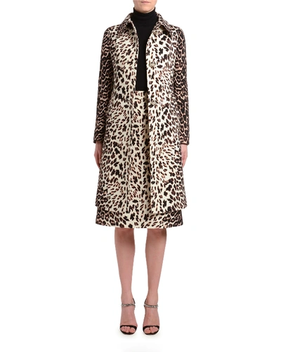Shop Prada Leopard Print Gabardine A-line Coat