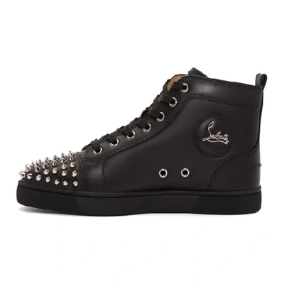 Shop Christian Louboutin Black Lou Spikes High-top Sneakers In Bk65 Blkslv