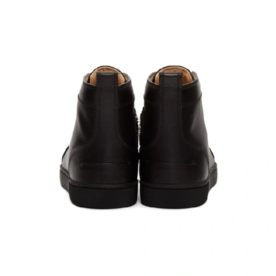 Shop Christian Louboutin Black Lou Spikes High-top Sneakers In Bk65 Blkslv