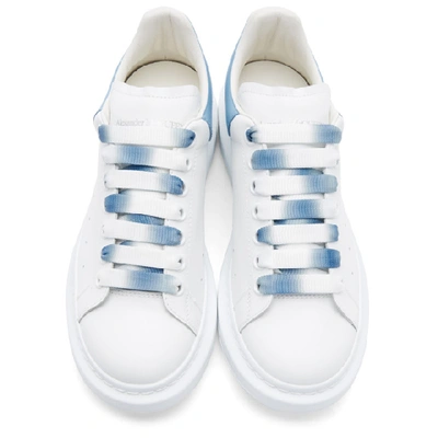 Shop Alexander Mcqueen White And Blue Degrade Oversized Sneakers