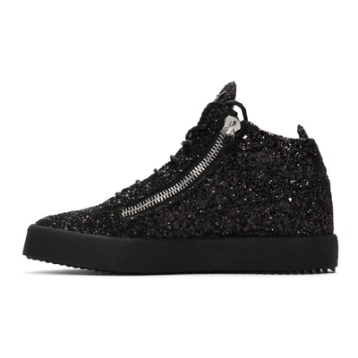 Shop Giuseppe Zanotti Black Glitter Kriss High-top Sneakers In Glitnr+nr+n