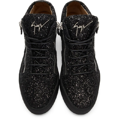 Shop Giuseppe Zanotti Black Glitter Kriss High-top Sneakers In Glitnr+nr+n