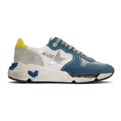 Shop Golden Goose Blue And Grey Running Sole Sneakers In Bluette Lea