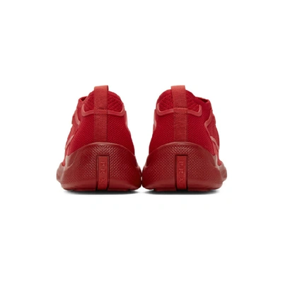 Shop Prada Red Sport Knit 10 Sneakers