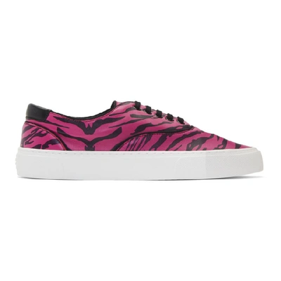 Shop Saint Laurent Black And Pink Zebra Print Venice Sneakers In 5568 Fuschi