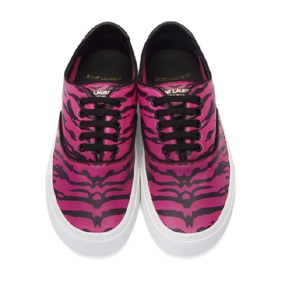Shop Saint Laurent Black And Pink Zebra Print Venice Sneakers In 5568 Fuschi