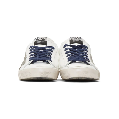 Shop Golden Goose White And Khaki Superstar Sneakers