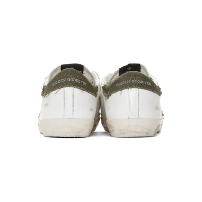 Shop Golden Goose White And Khaki Superstar Sneakers